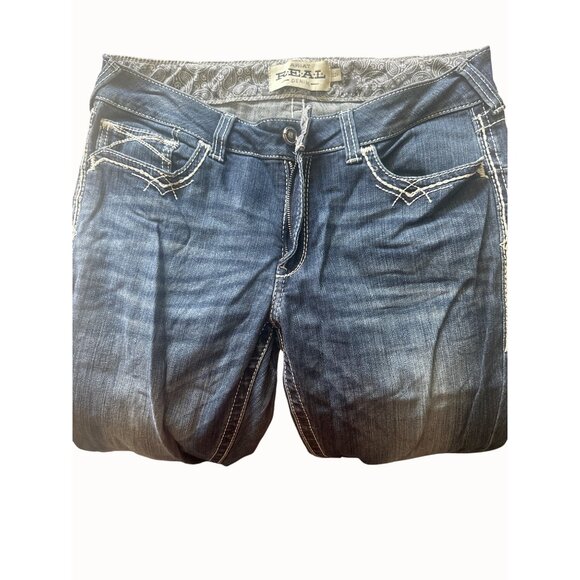 Ariat R.E.A.L. Denim Mid Rise Bootcut Womens Jeans Sz 32R Blue Distressed Style - Picture 2 of 10